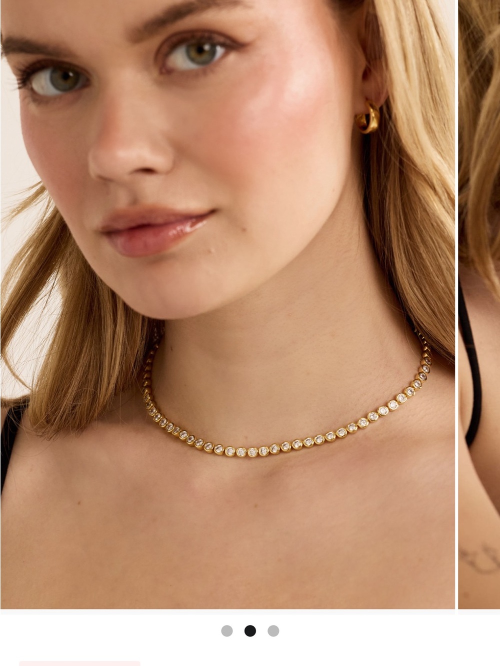 Gold Crystal Tennis Choker Necklace